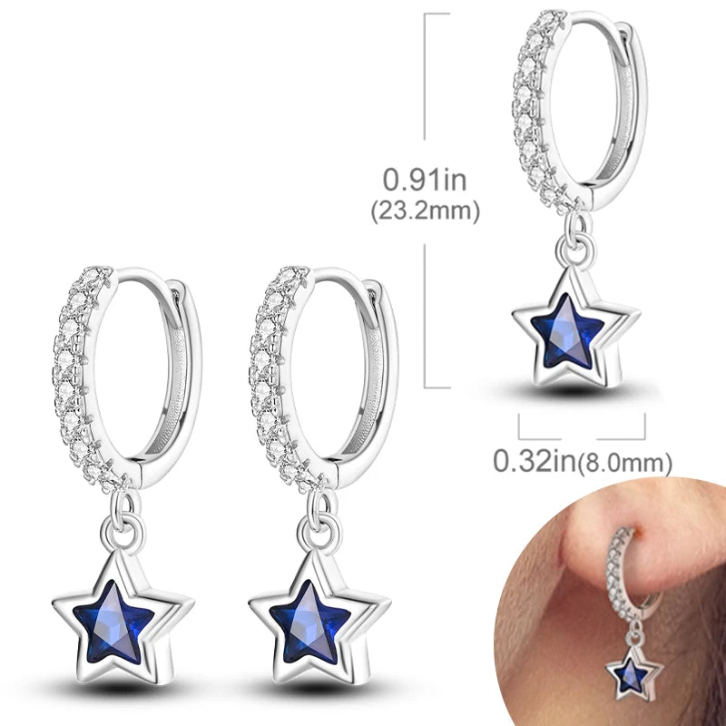 925 Sterling Silber Creolen mit Zirkonia Wassertropfen für Damen