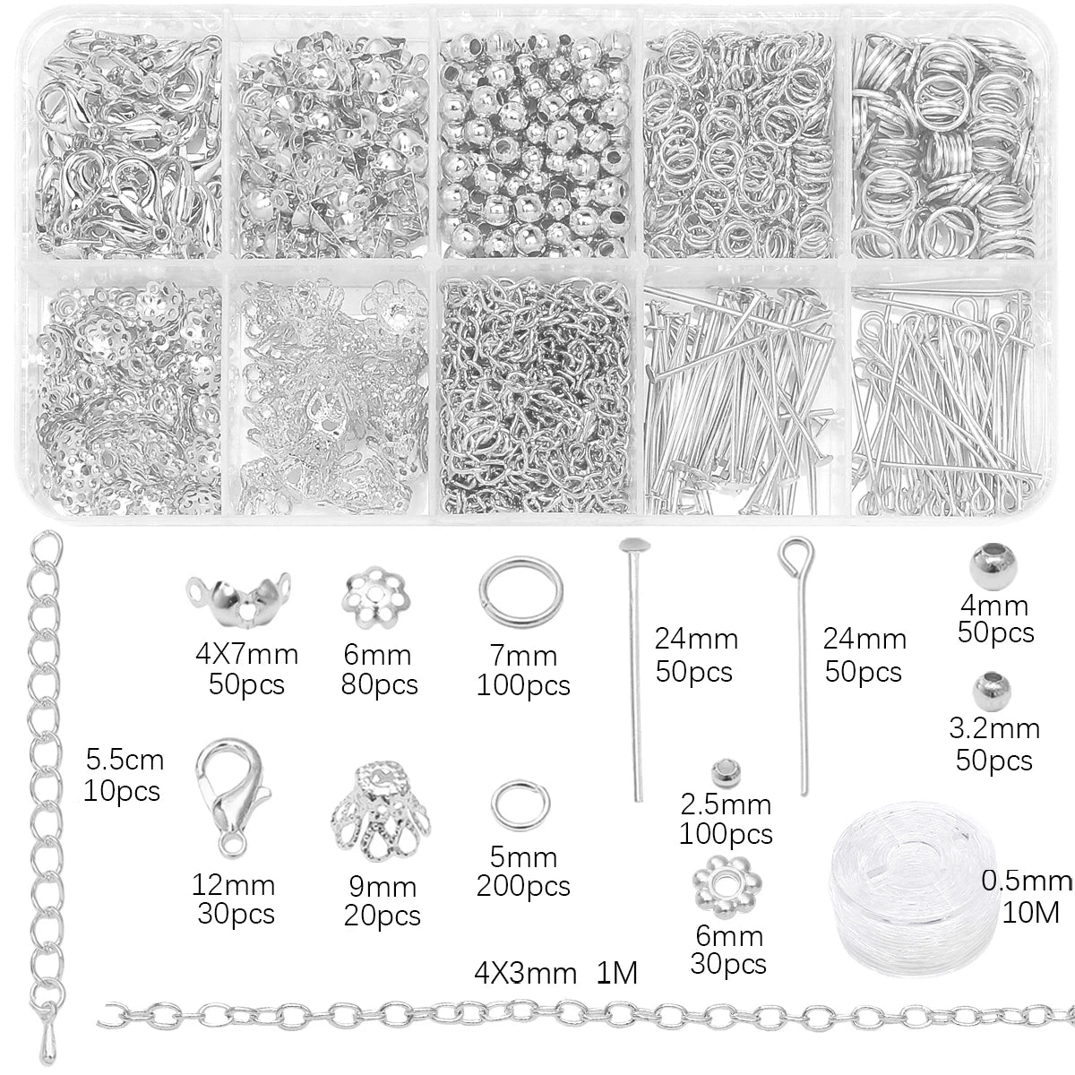 820-teiliges DIY Schmuckset mit Legierungsketten und Multi-Connector Verschluss