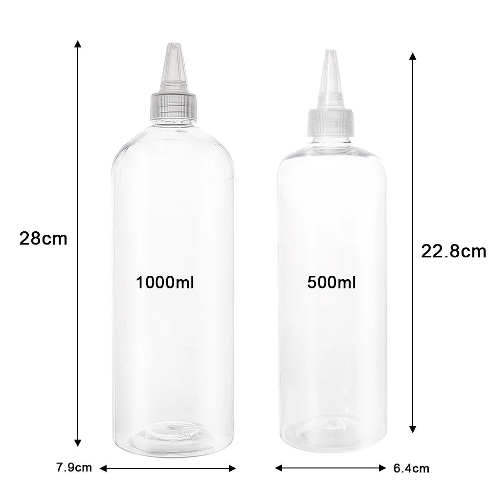 Transparente Quetschflasche 500/1000 ml mit scharfem Mund für präzise Dosierung