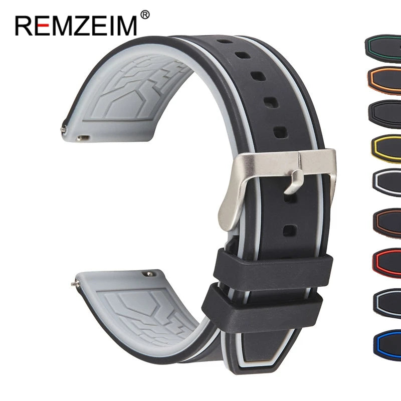 Silikon Uhrenarmband mit Schnellverschluss in 20/22/24mm Breite