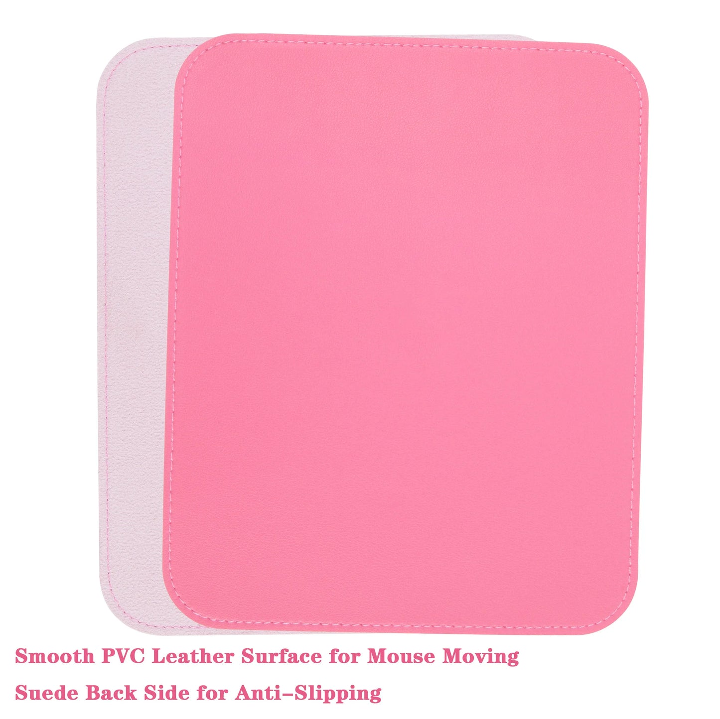 2er Set Leder-Mauspads mit genähtem Rand für komfortables Arbeiten