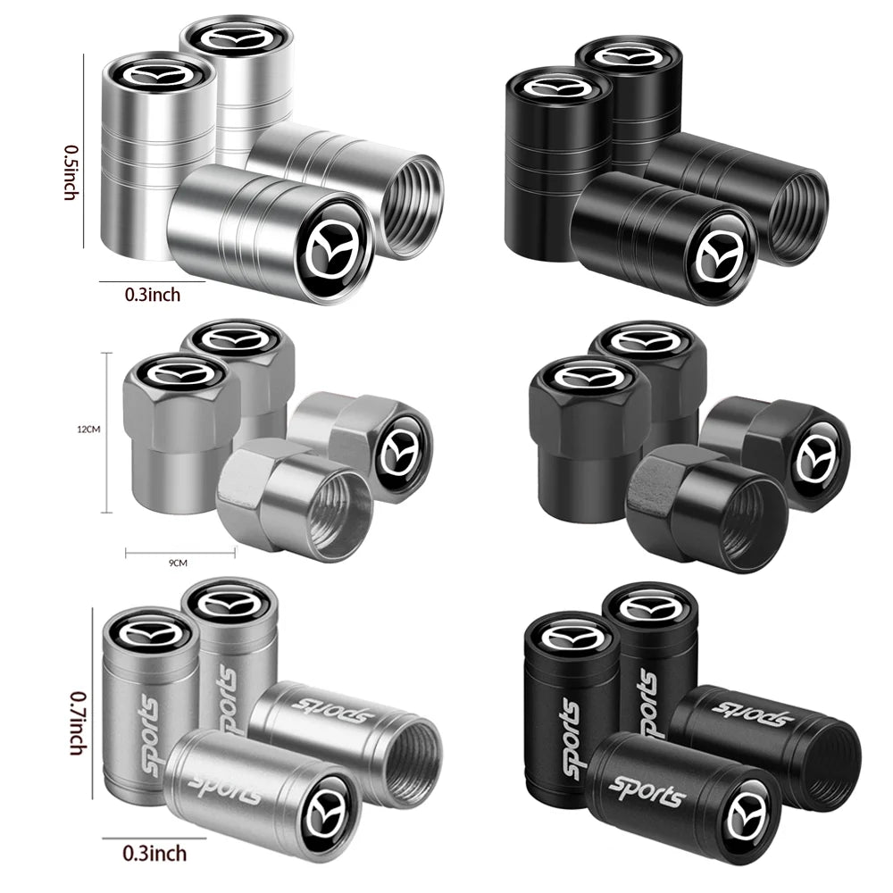 4x Metall Reifenventil Kappen Staubschutz Auto Zubehör Dichtung Set Schwarz Silber