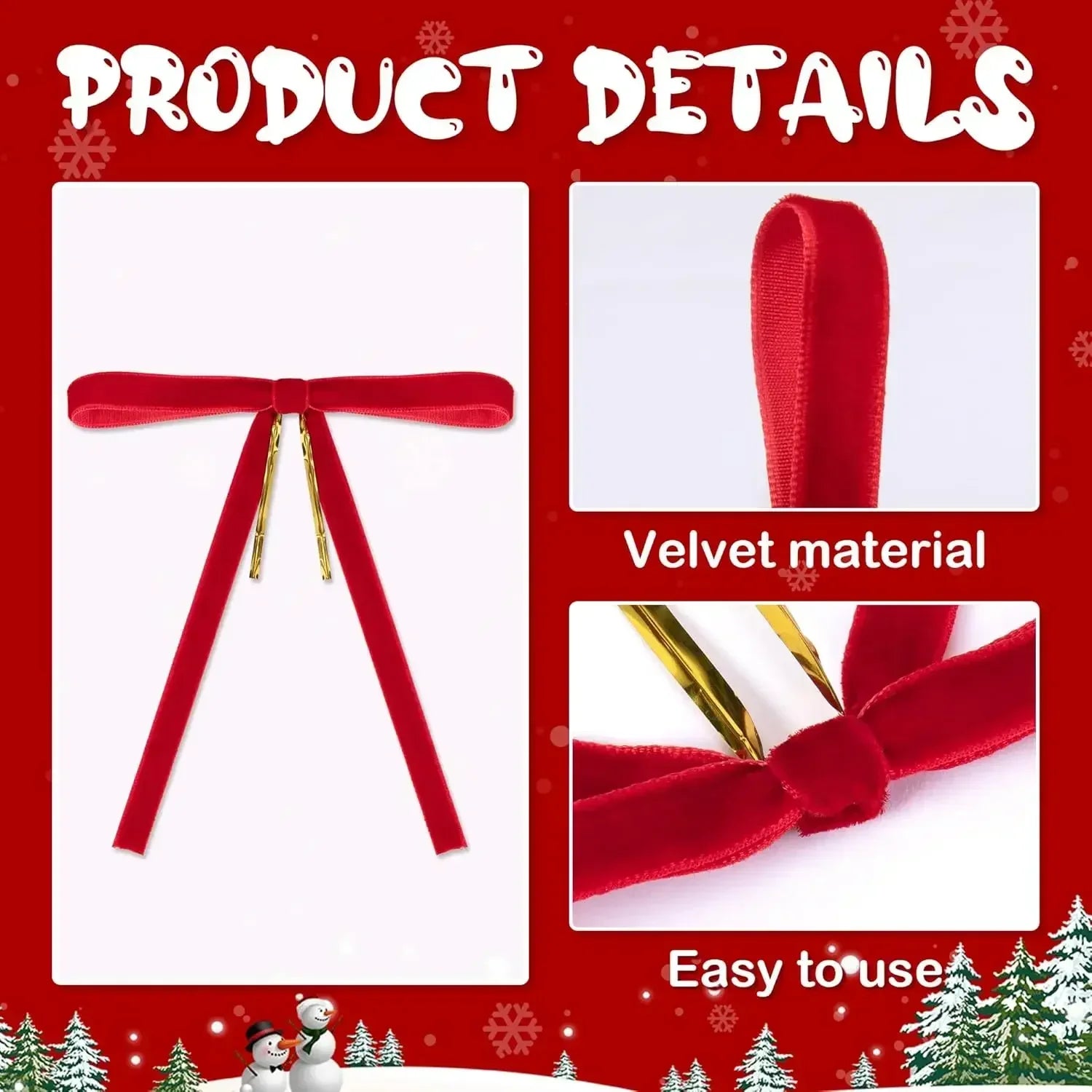 12er Set Samt Weihnachtsschleifen für Festdekoration