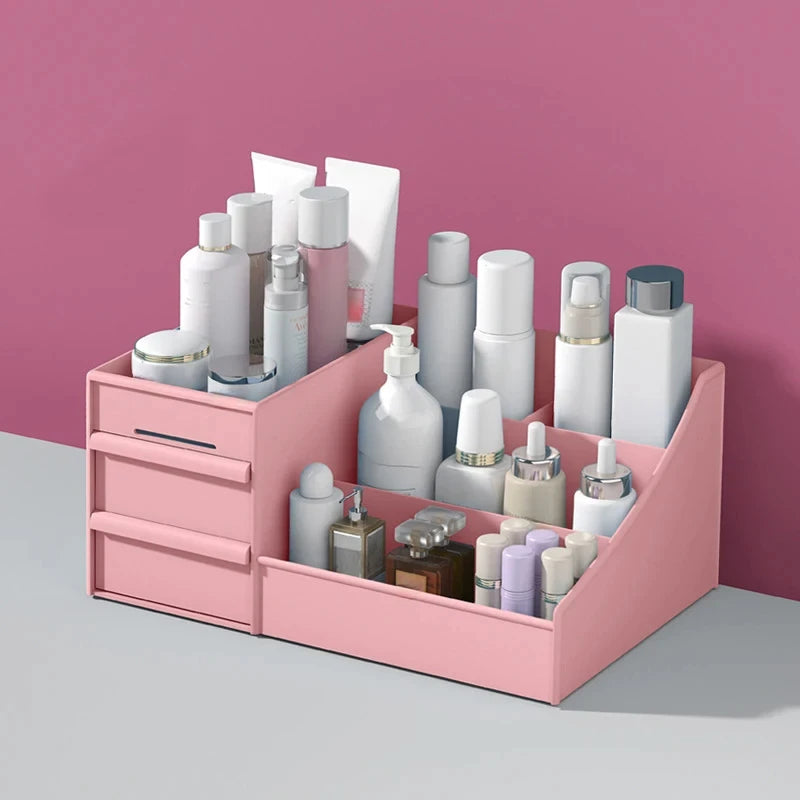 Vielseitiger Desktop Kosmetik Organizer mit Schubladen Design