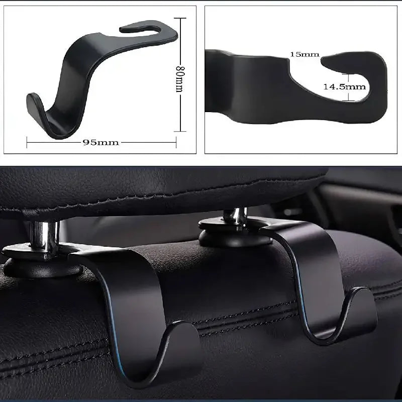 2er Set Universal Auto Kopfstütze Haken Schwarz für Tasche Kleider Organizer