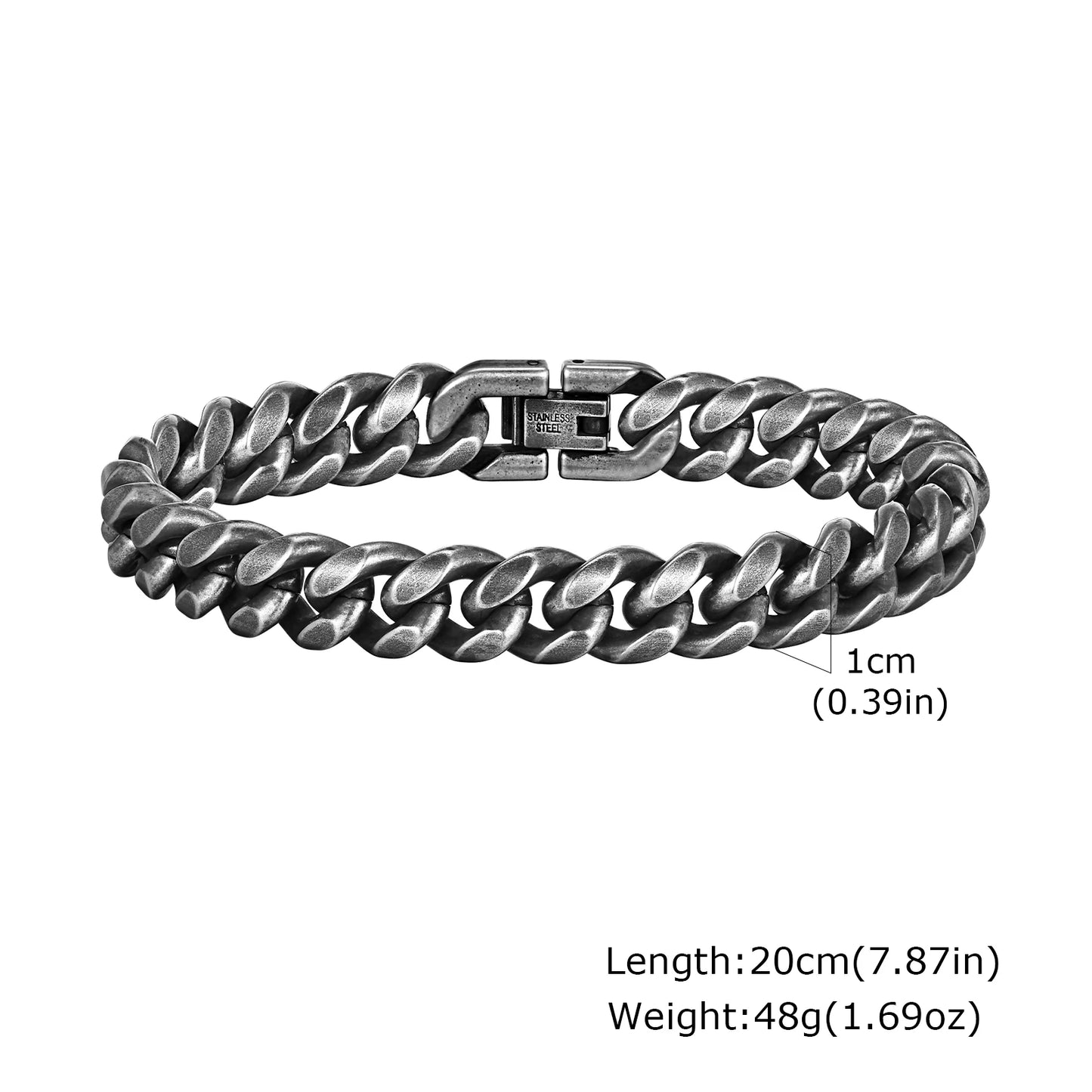 Byzantinisches Herren Armband 8mm Edelstahl retro grau