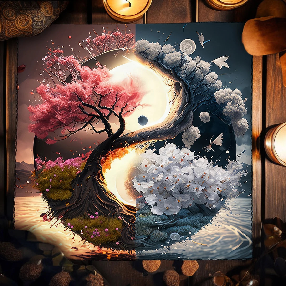 Baum des Lebens Altartuch spirituelle Tarot Tischdecke