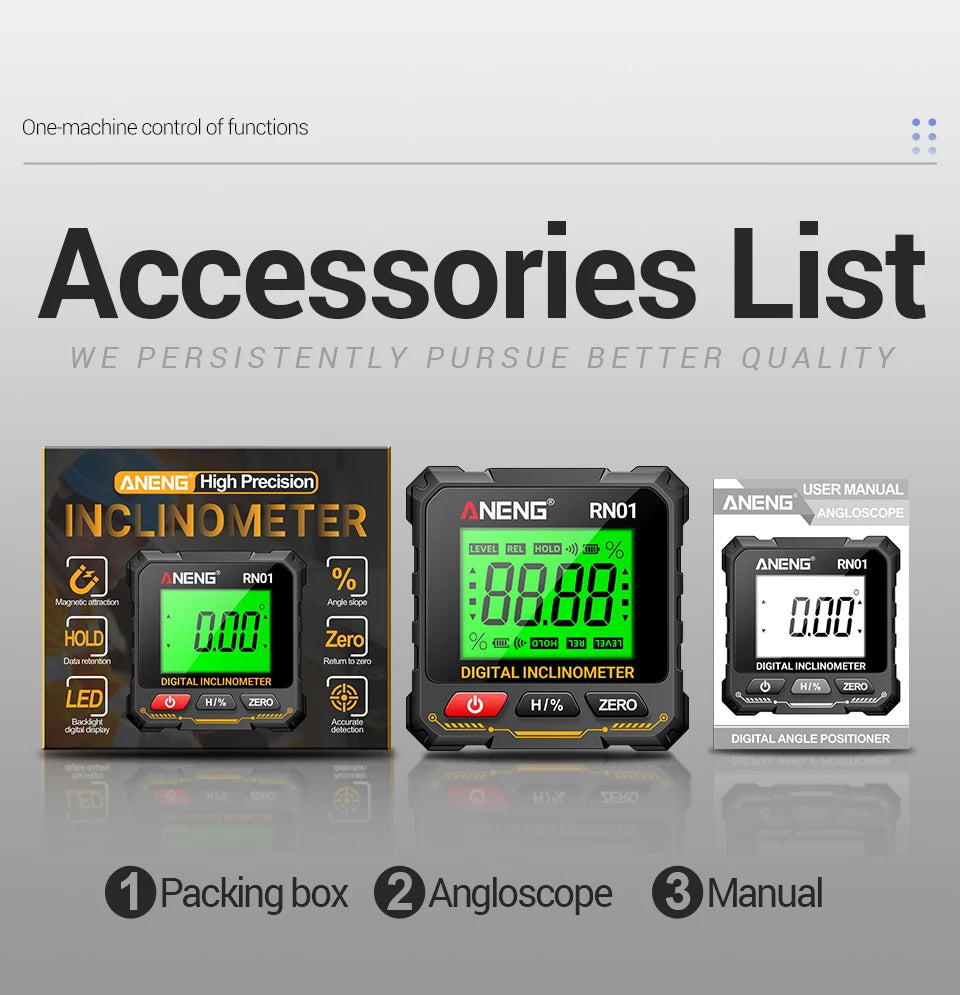 ANENG RN01 Mini Winkelmesser mit 360 Grad Neigungsmesser und Magnetfunktion-Yabubest - Home & More