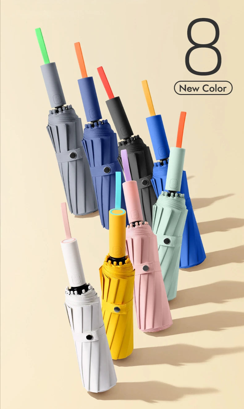 Robuster großer Automatik Regenschirm mit Windschutz und Sonnenschutz