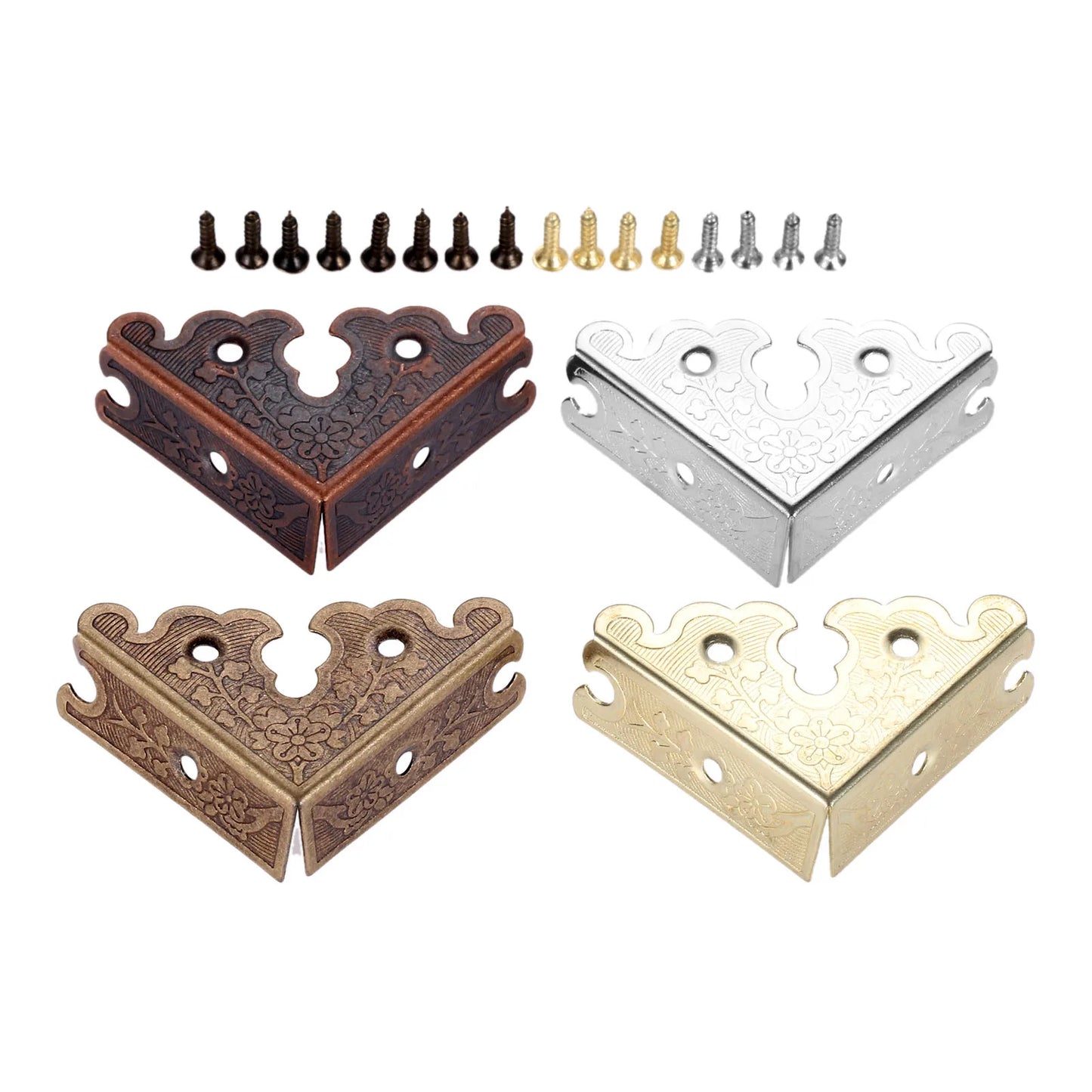 4x Antike Eckbeschläge Möbel Holz Box Protector Dekor 34mm Zinklegierung