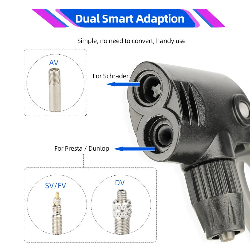 Vielseitiger Fahrradpumpe Adapter mit Dual Kopf für Schrader - Presta Ventile