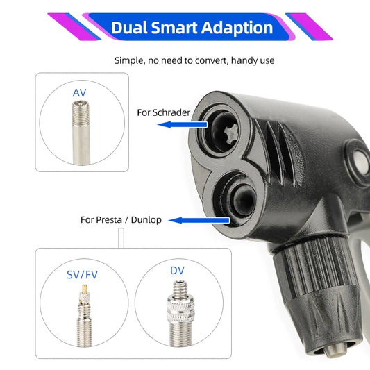 Vielseitiger Fahrradpumpe Adapter mit Dual Kopf für Schrader - Presta Ventile