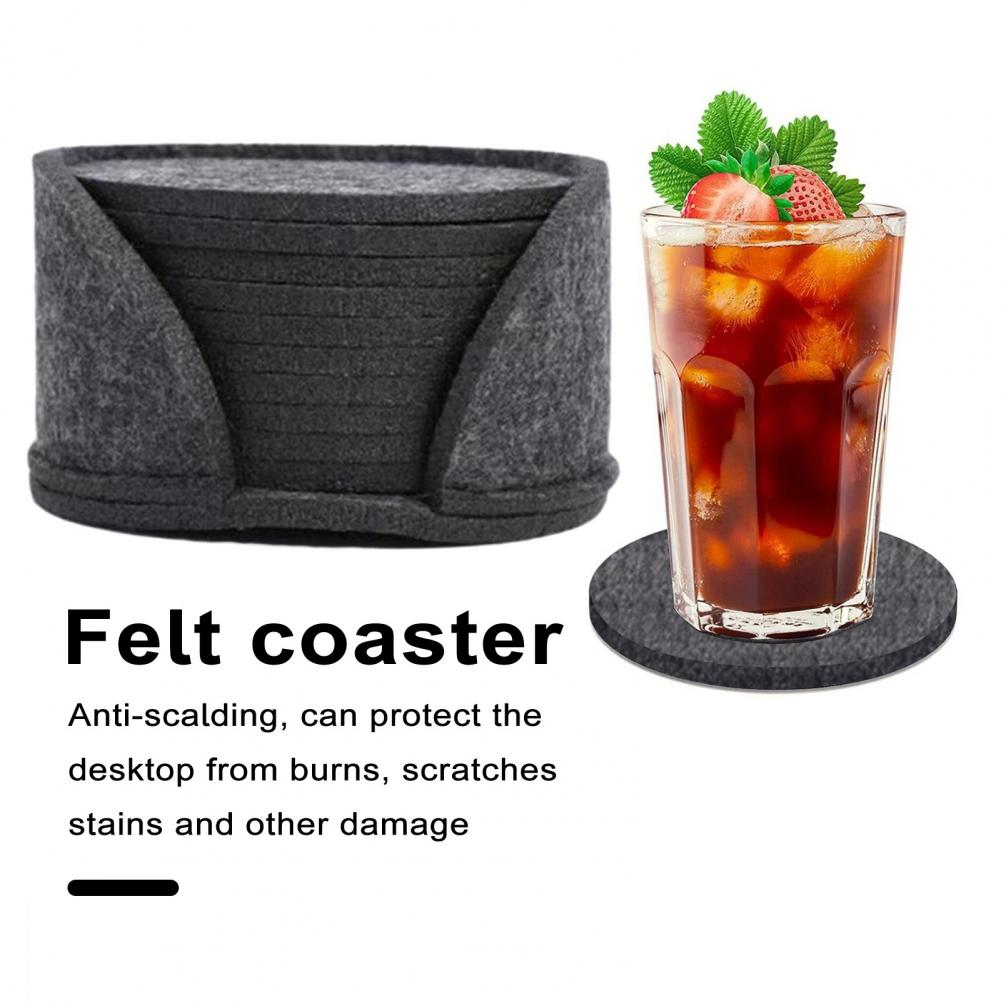 10er Set runde Filz-Untersetzer mit Wärmeisolierung und Antirutschfunktion