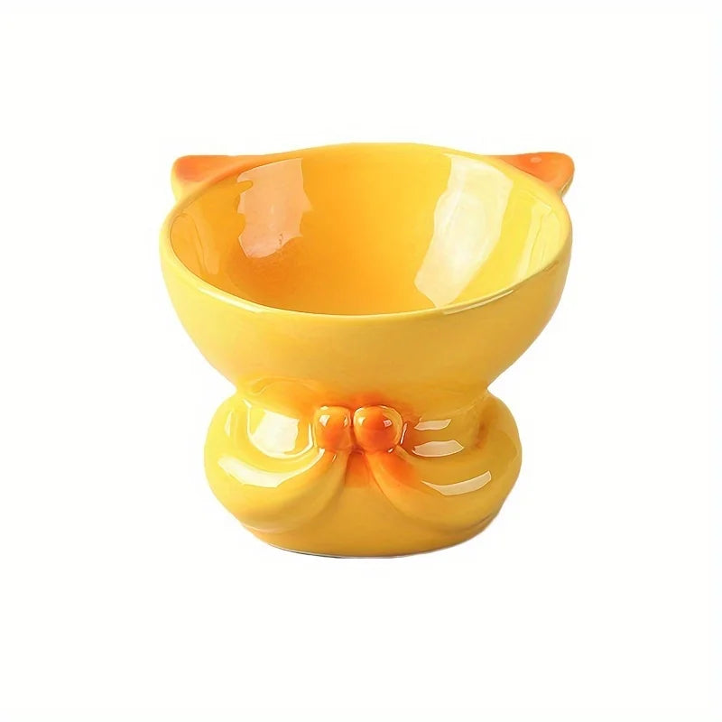 Erhöhte Keramik Katzenschüssel mit Halsschutz 300ml Futter Trinknapf