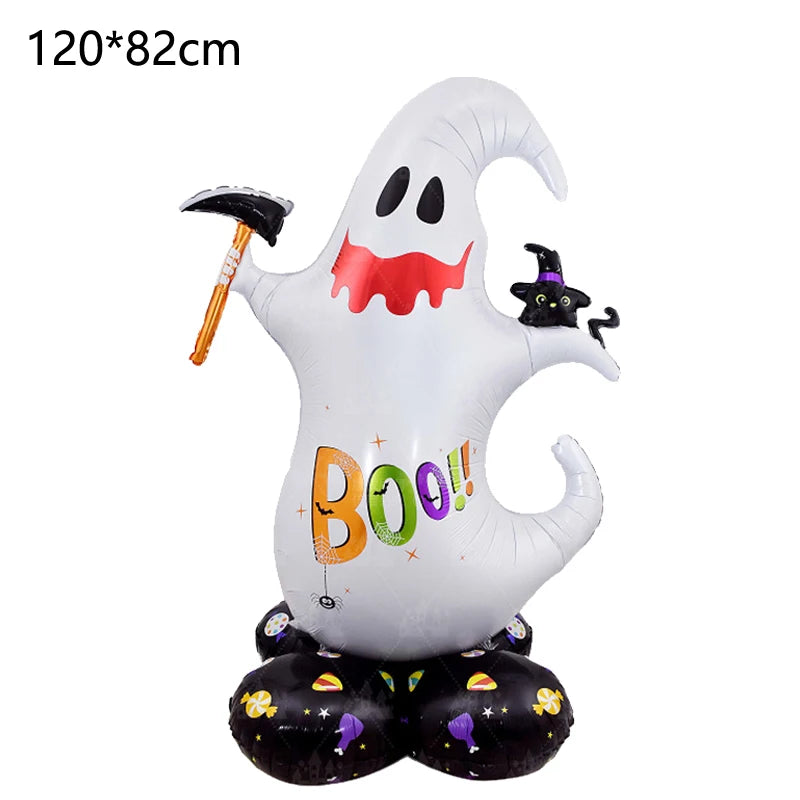 Großer Halloween-Stehballon mit Kürbis, Skeletten und Hexen für Partys