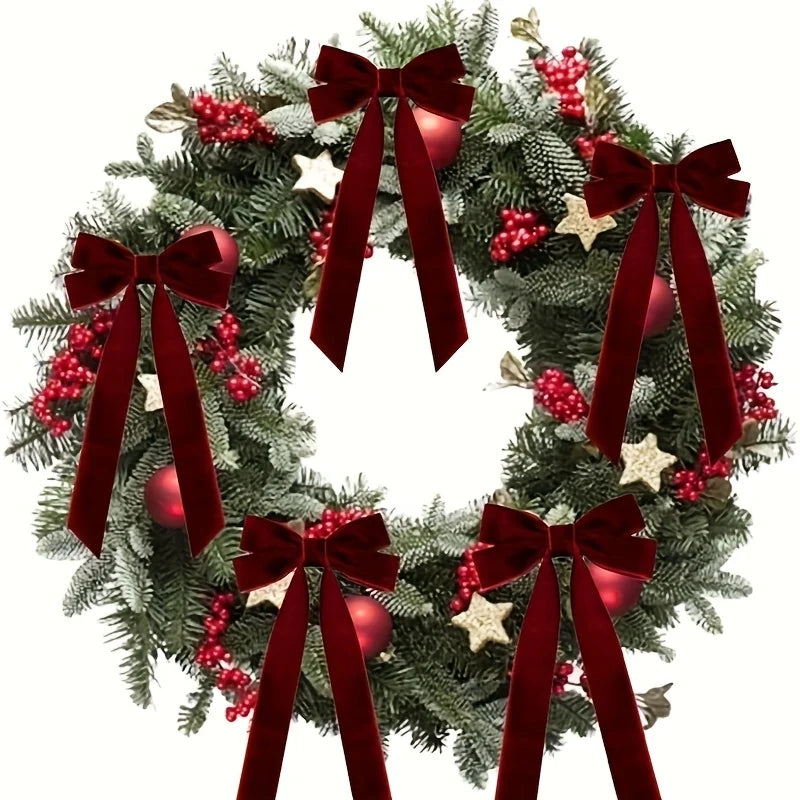 10er Set festliche Samt-Weihnachtsschleifen für Baum & Deko