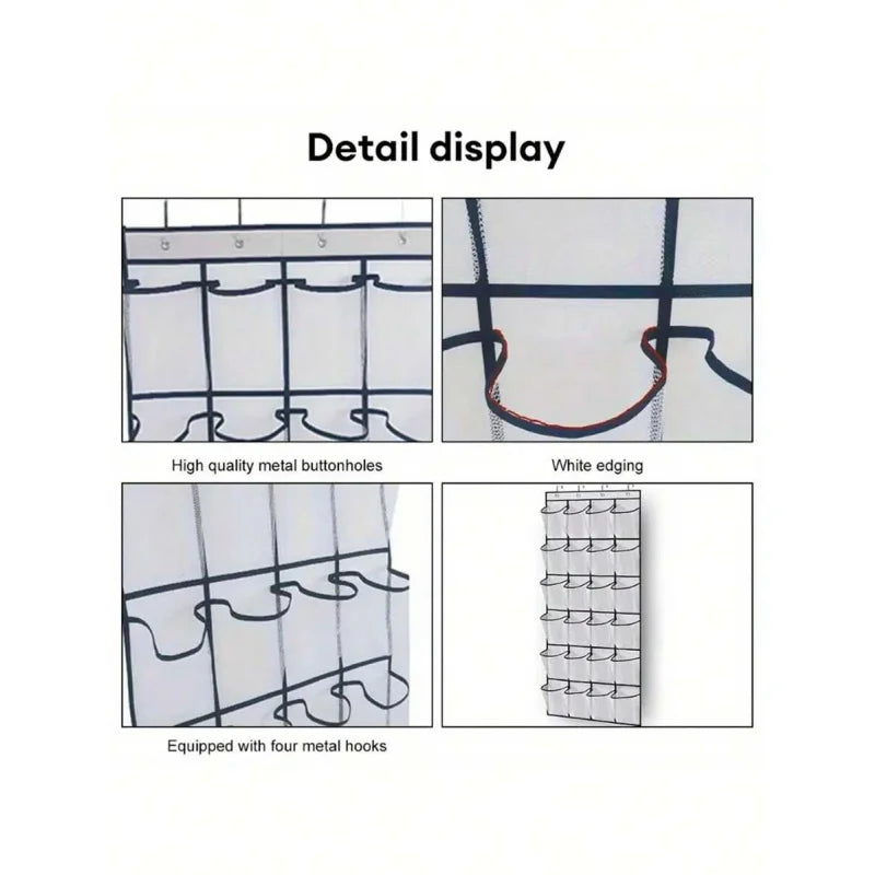 Wandmontierter Schuh Organizer mit 24 Fächern aus Stoff