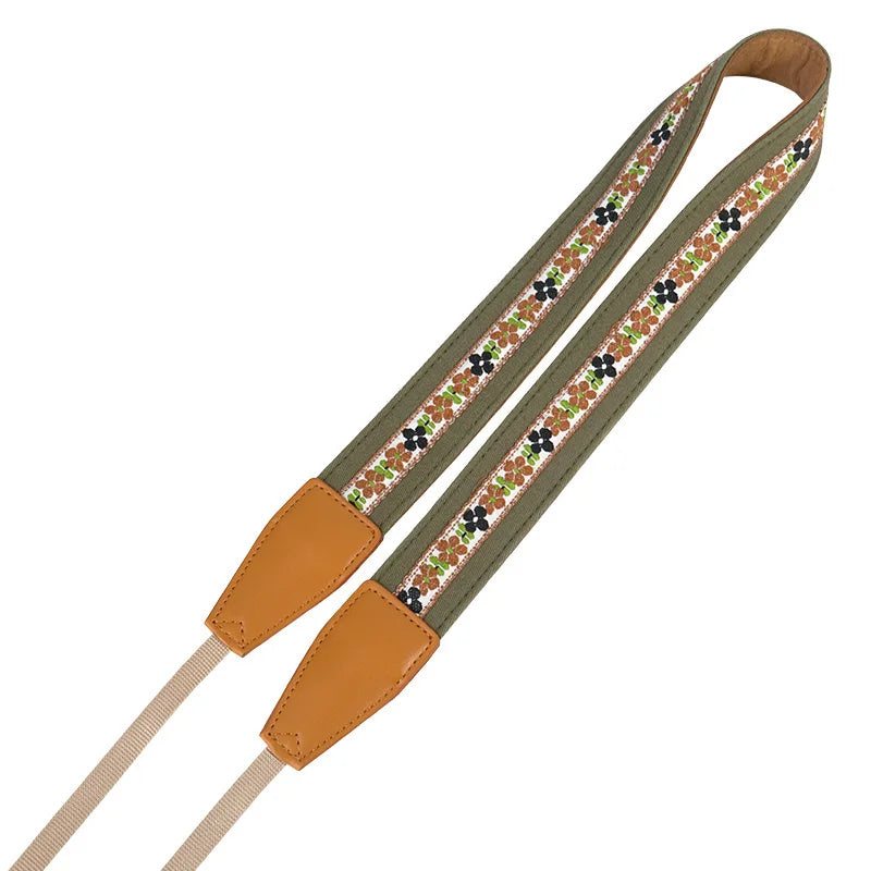 Breiter Vintage Kameragurt mit Blumenmuster für DSLR Kompatibel