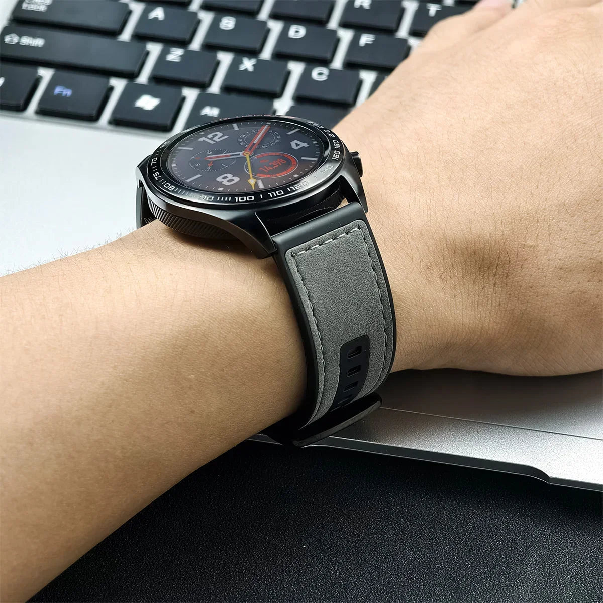 22 mm Leder-Silikonarmband kompatibel für Huawei und Samsung Galaxy Watch-Yabubest - Home & More