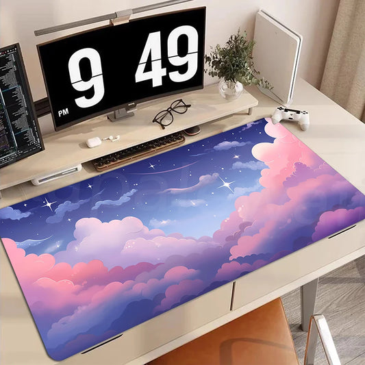 Buntes Gamer Mauspad Cloud Design 90x40cm für PC Schreibtisch