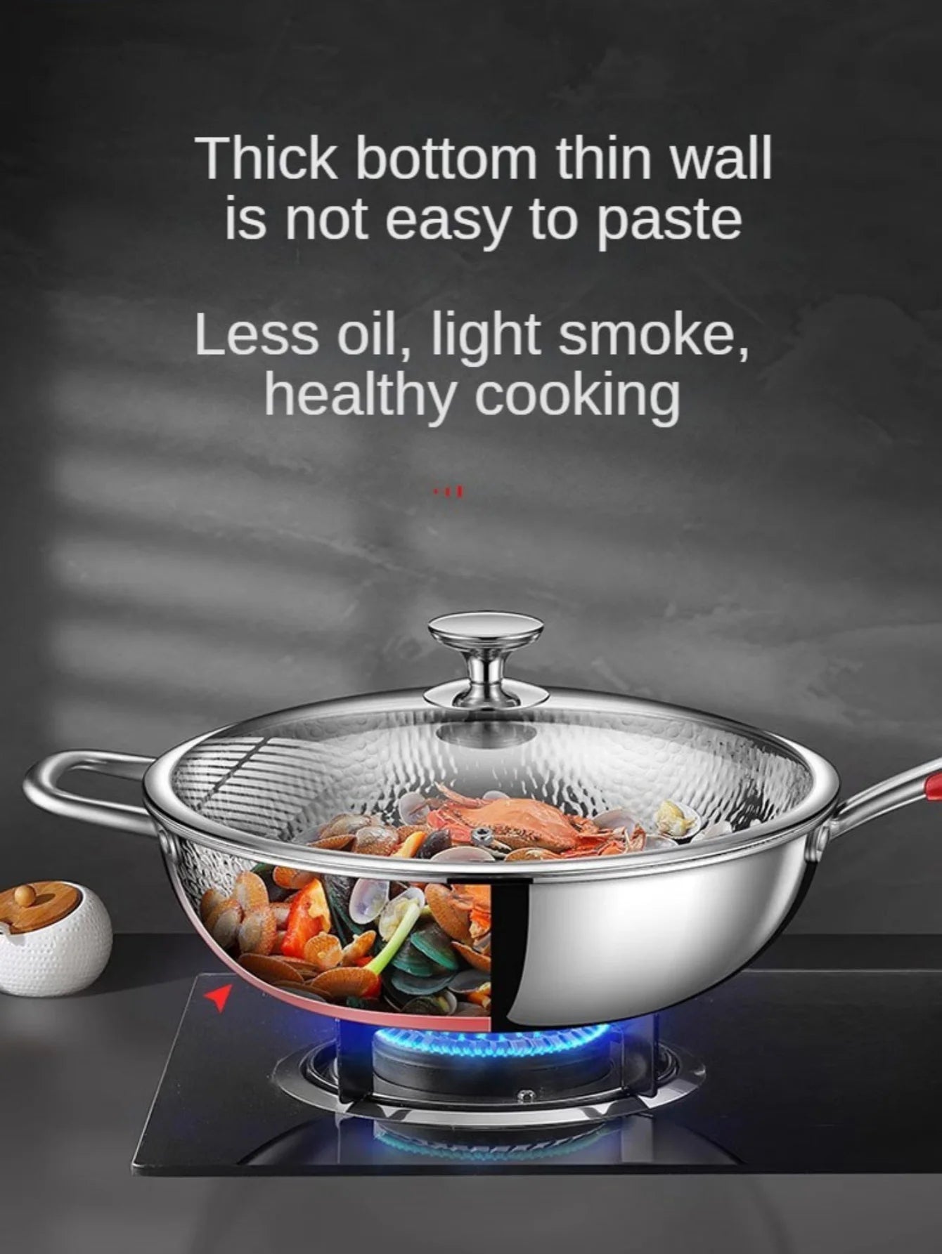 Reiner Titan Wok mit rundem Boden für Induktionsherd und Braten