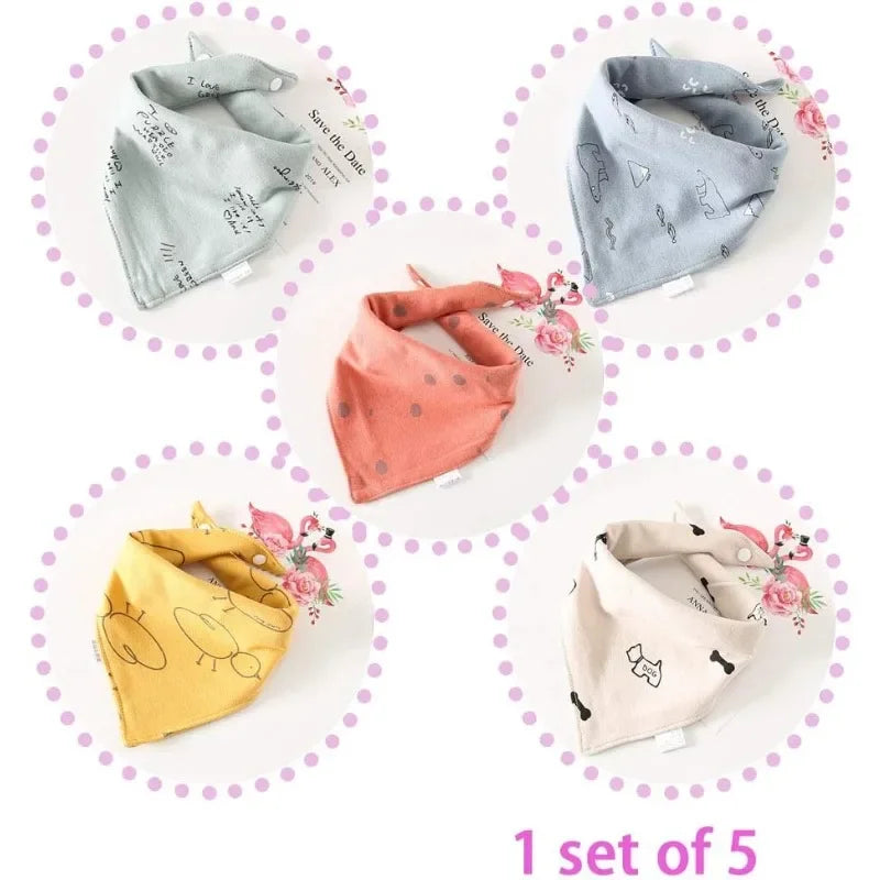 Saugstarke Baby-Lätzchen 5er Set, verstellbar, unisex für 1-3 Jahre