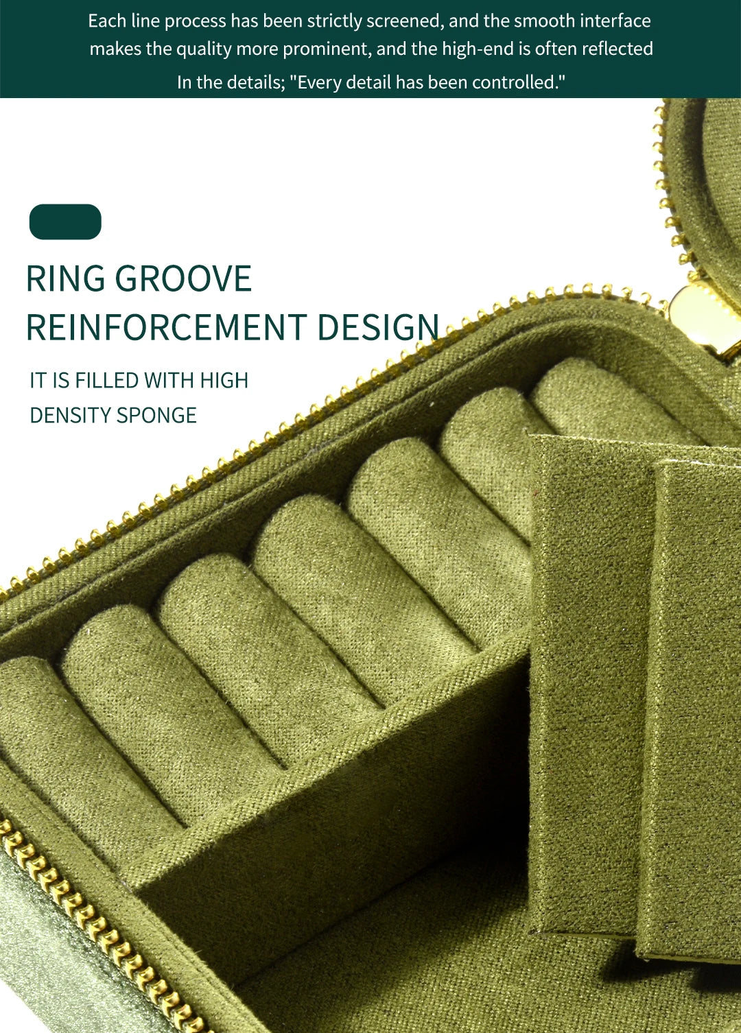 TAIMY Vintage Samt Reise-Schmuckbox Grün mit Spiegel Organizer