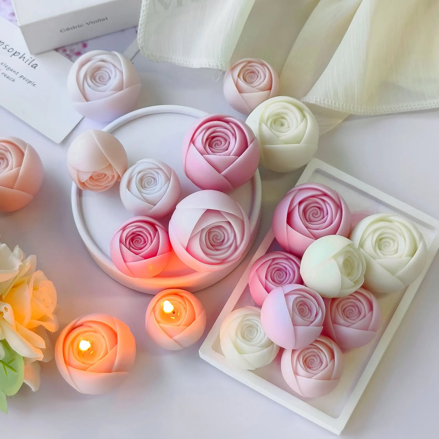 3D Rose Ball Silikonform für Kerzen, Eiswürfel, Seife und Kuchen-Yabubest - Home & More