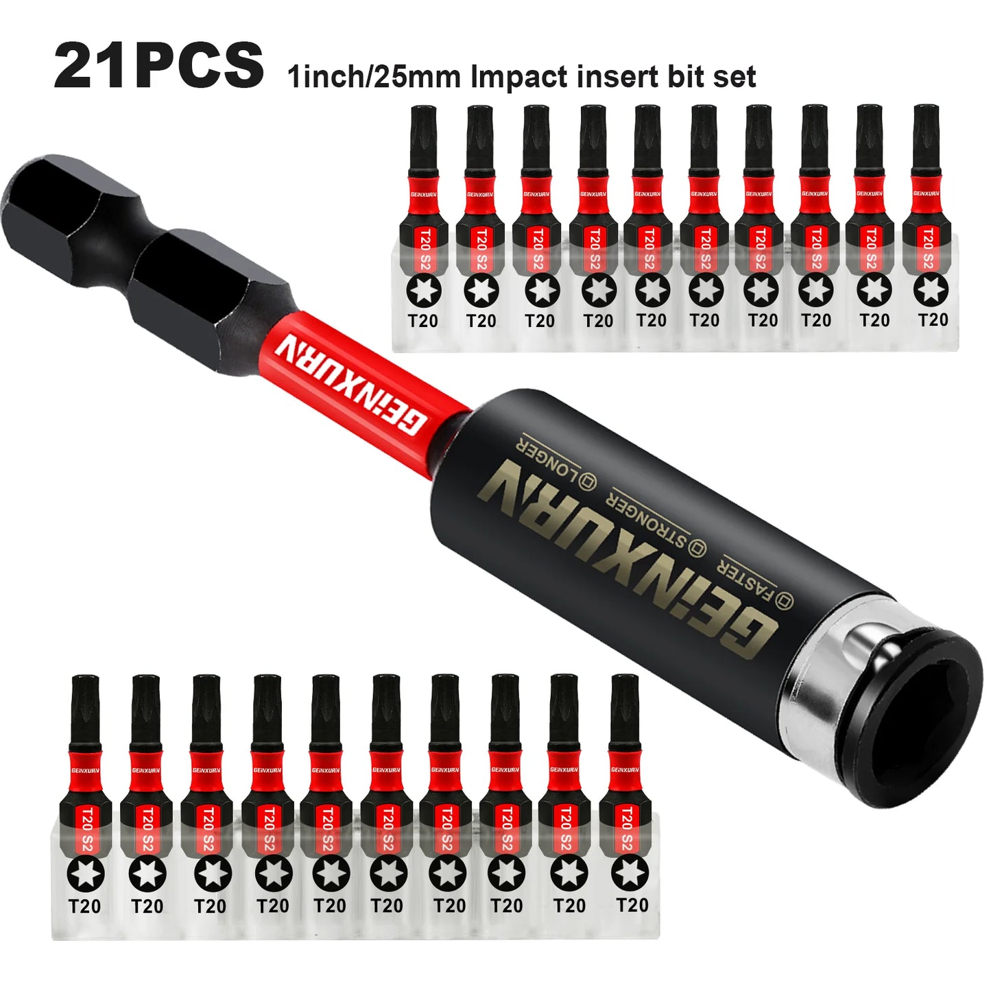 Schlagfestes Magnet Torx Bit Set T20 aus S2-Stahl für Präzision