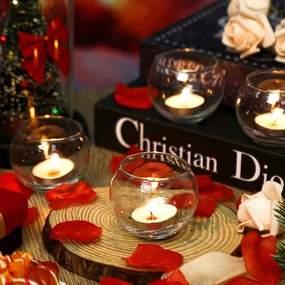 6 oder 12 Stück Glas-Teelichthalter winddichte Kerzenhalter-Yabubest - Home & More