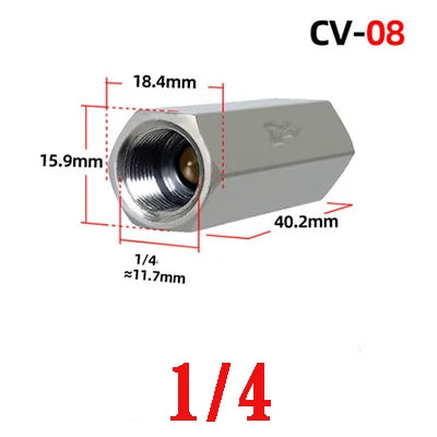 Pneumatisches Rückschlagventil Messing mit BSP Innengewinde 1 8 bis 3 4