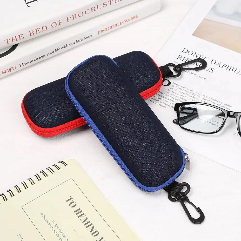 Robustes Denim-Brillenetui mit Reißverschluss – sicherer Schutz - Organizer