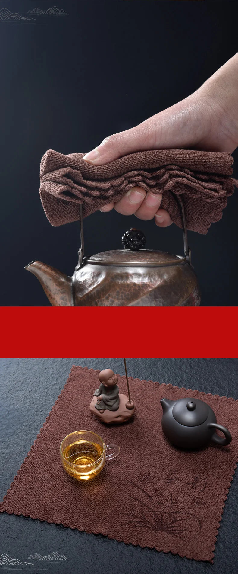 Saugfähiges Rotes Küchengeschirrtuch aus Faser-Yabubestshop