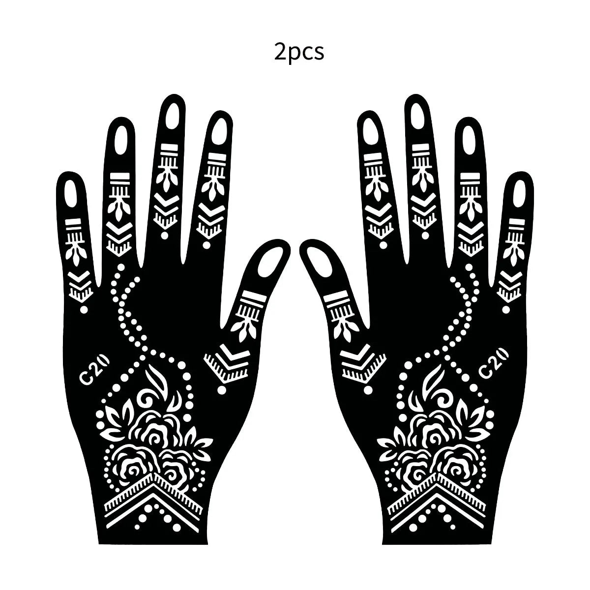 Wiederverwendbare Henna Tattoo Schablonen Blume für Hand und Finger