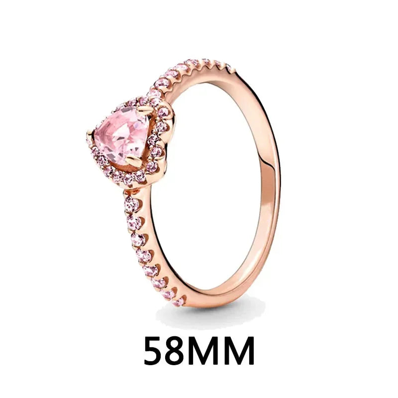 Funkelndes Schmuckset 925er Sterlingsilber Herz Ring Halskette Ohrringe