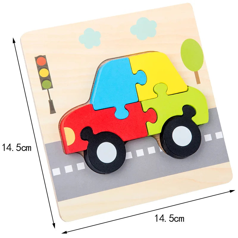 3D Holz Puzzle Baby Tierverkehr fördert frühes Lernen ab 3 Jahren