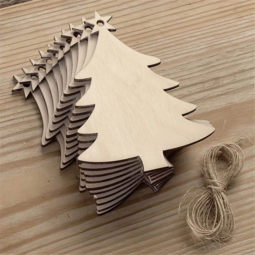 10er Set Holz Weihnachtsbaum Formen zum Basteln und Dekorieren