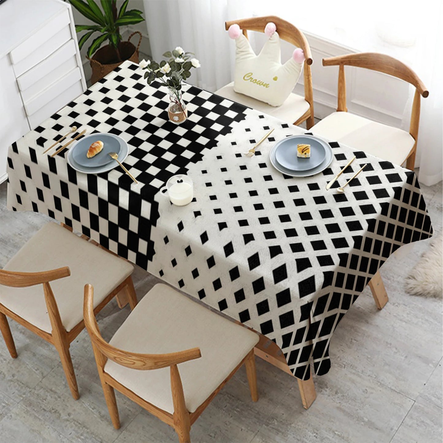 Praktische Rechteck Tischdecke mit Karomuster wasserdicht