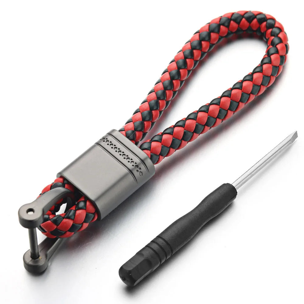 Leder Seil Schlüsselanhänger mit Hufeisen Schnalle und Metallring