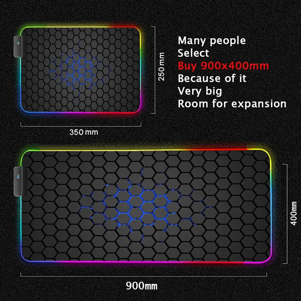 XXL Gaming Mauspad mit RGB Beleuchtung Geometrisches Design rutschfest
