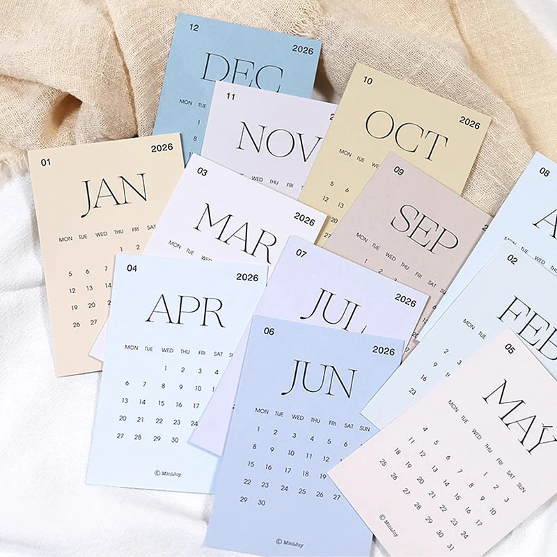 12 Blatt 2026 Kalenderkarte A5 A6 A7 Notizbuch Planer Tagebuch Zubehör