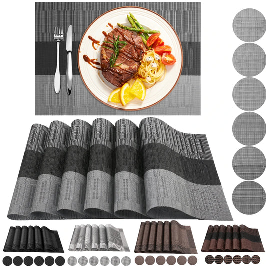 Modernes Tischset Set mit Untersetzern – Rutschfest & Leicht zu Reinigen