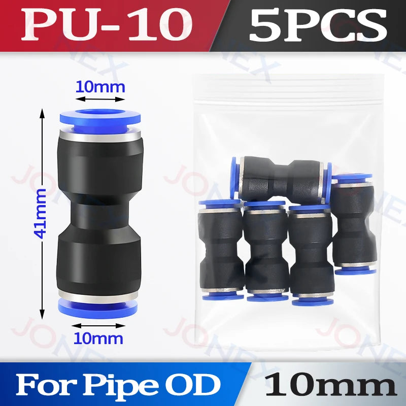 5er Set Pneumatische Schnellkupplung 4-10mm Push-in Verbindung für Luft