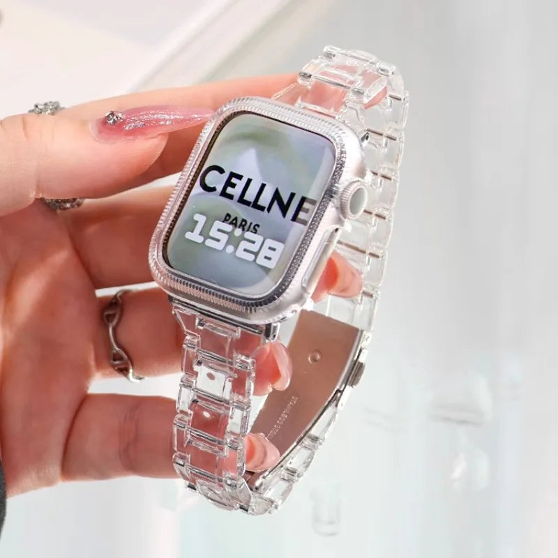 Laser-transparentes Acrylarmband mit Faltschließe für Smartwatches