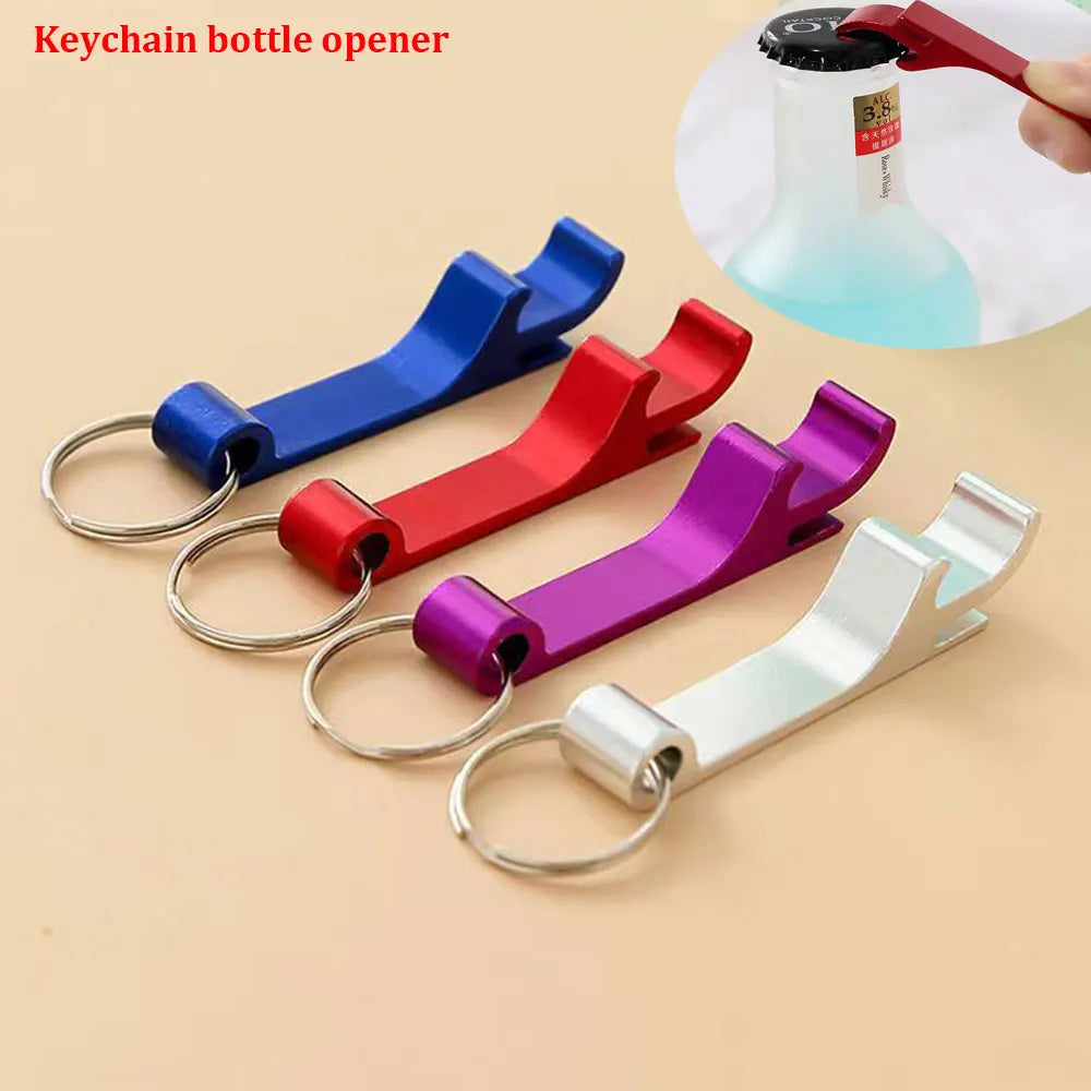 Tragbarer 4-in-1 Bierflaschenöffner mit Schlüsselanhänger Aluminium