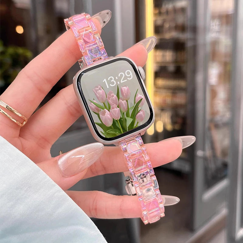 Laser-transparentes Acrylarmband mit Faltschließe für Smartwatches