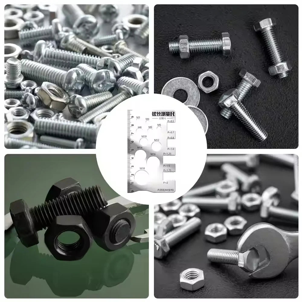 Multifunktionales Schraubengewinde Messset aus Edelstahl