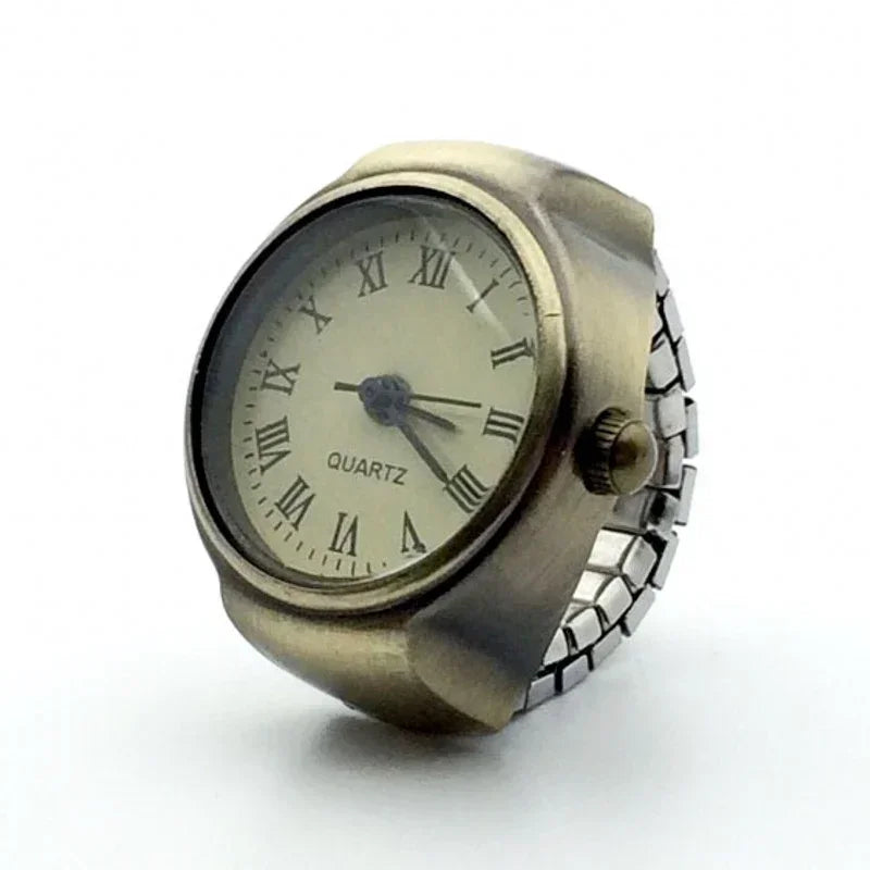 Mini Fingeruhr mit elastischem Band – Vintage Design für Damen - Herren