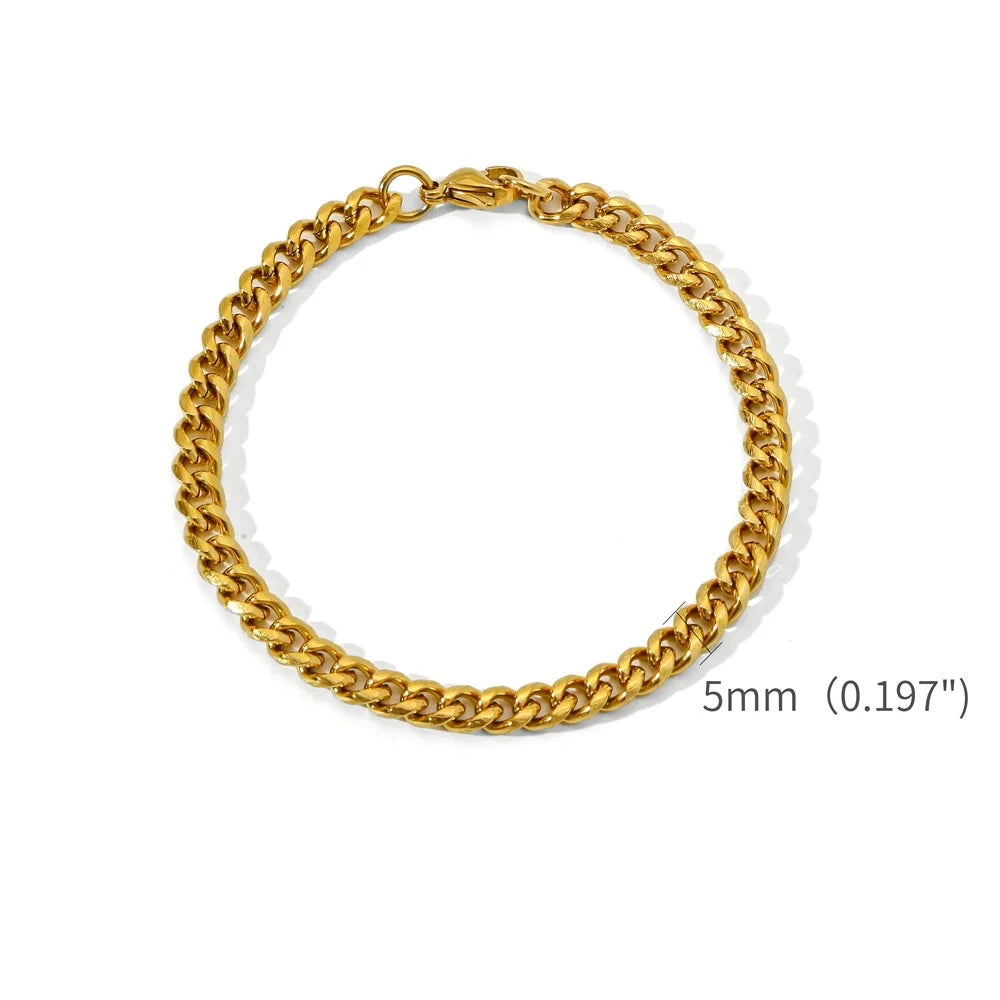 Goldfarbenes Edelstahl Kubanisches Armband für Männer und Frauen Retro Style