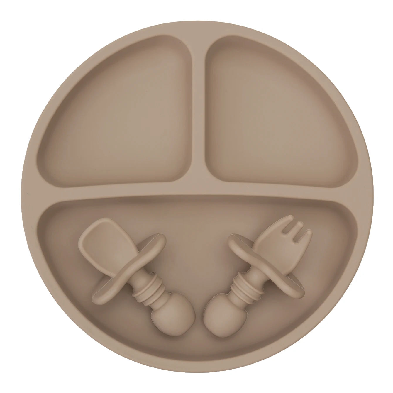 3-teiliges BPA-freies Silikon Baby Geschirrset mit Saugteller und Besteck